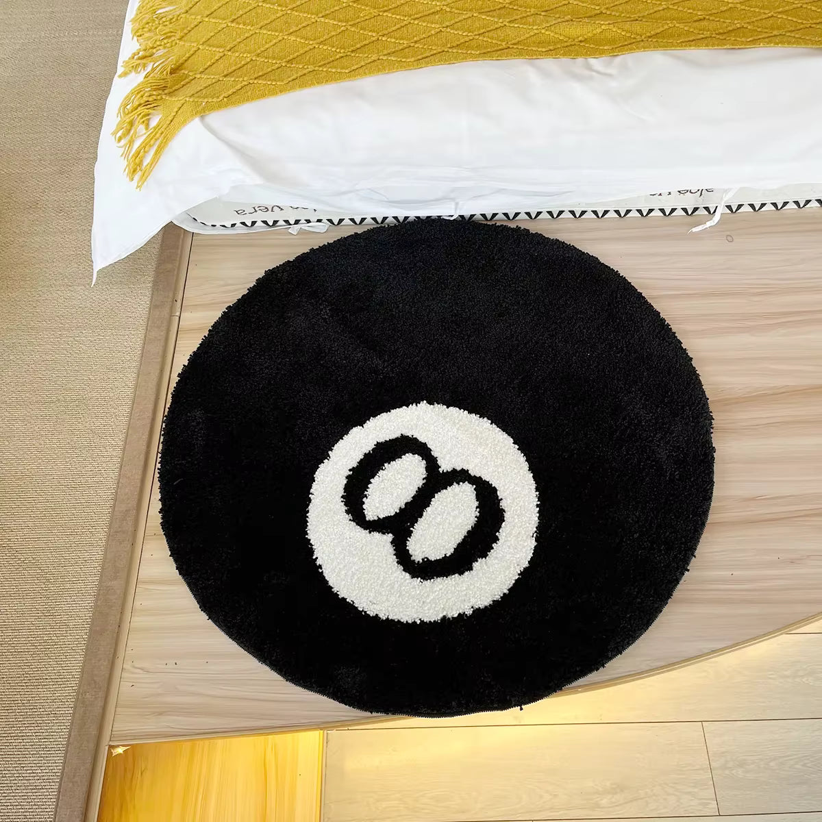 8 Ball Rug Black Round Rug Carpet Non-Slip Flocking Floor Area Rug Bath Mat for Living Room Bathroom Decor Room Home Decor