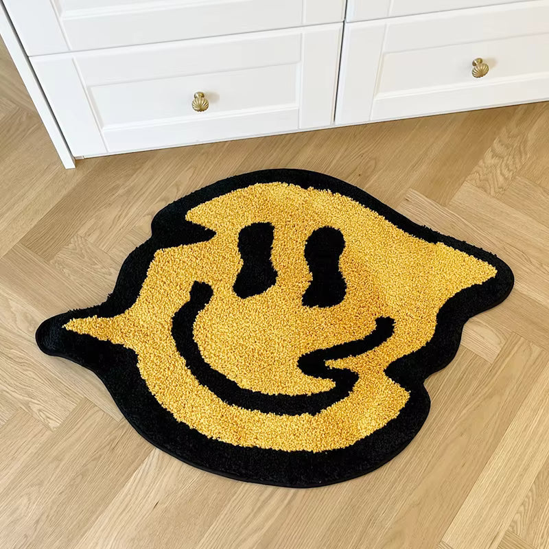 Trippy Smiling Tufting Rug 100% Handmade Bedroom Kitchen Toilet Mat Funny Custom Rug Non-Slip Abosrbent Bath Doormat