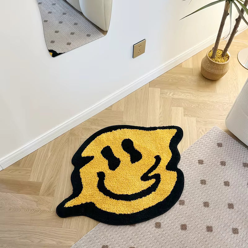 Trippy Smiling Tufting Rug 100% Handmade Bedroom Kitchen Toilet Mat Funny Custom Rug Non-Slip Abosrbent Bath Doormat