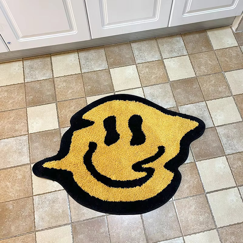 Trippy Smiling Tufting Rug 100% Handmade Bedroom Kitchen Toilet Mat Funny Custom Rug Non-Slip Abosrbent Bath Doormat