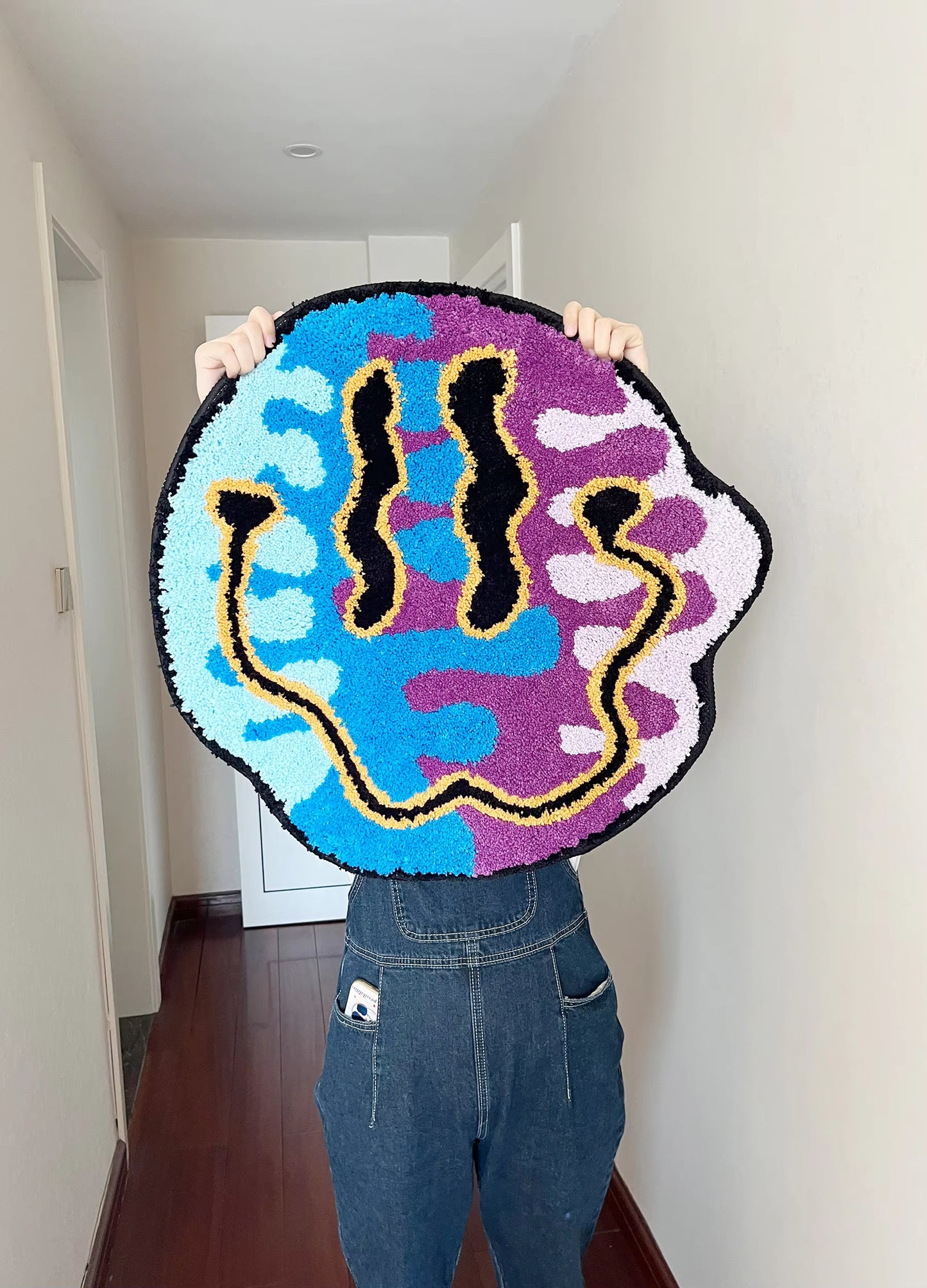 Tufted Magic Trippy Smiling Face Rug Handmade Carpet Custom Rug for Home Decoration or Gift