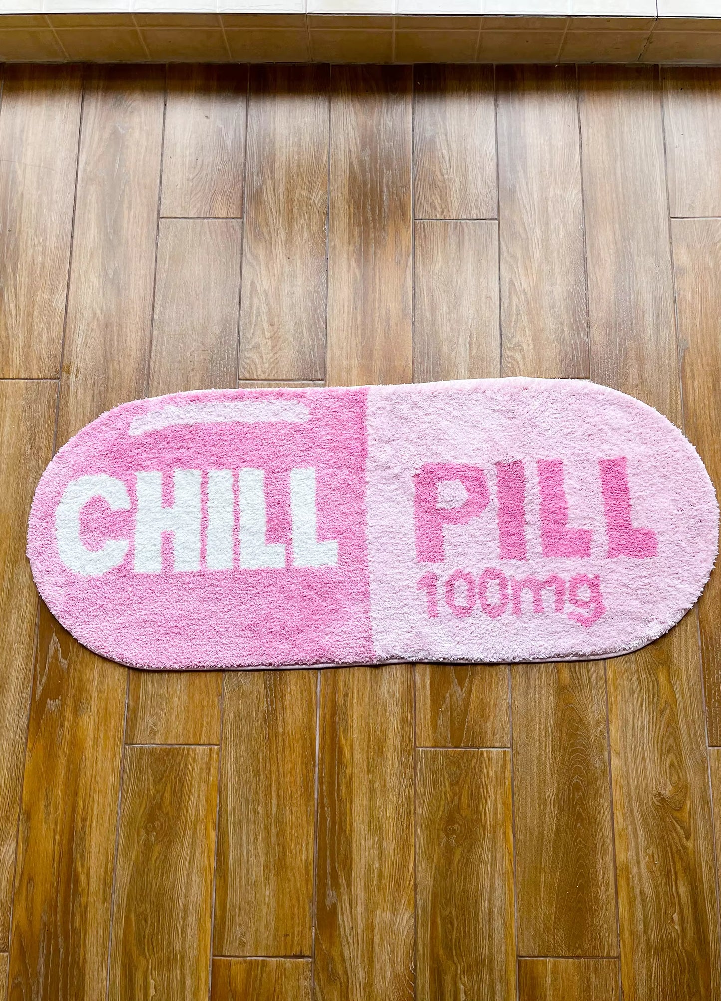 Chill Pill Custom Rug Oval Tufted Rug Bath Mat Door Floor Mat Pink Home Decor Carpet Camping Mat Waterproof Anti-Slip