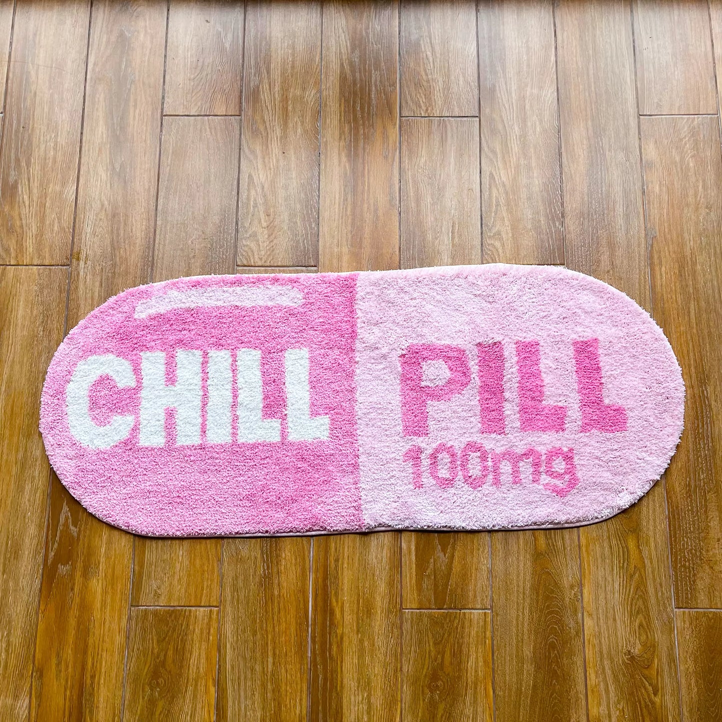 Chill Pill Custom Rug Oval Tufted Rug Bath Mat Door Floor Mat Pink Home Decor Carpet Camping Mat Waterproof Anti-Slip