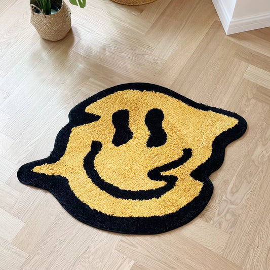 Trippy Smiling Tufting Rug 100% Handmade Bedroom Kitchen Toilet Mat Funny Custom Rug Non-Slip Abosrbent Bath Doormat