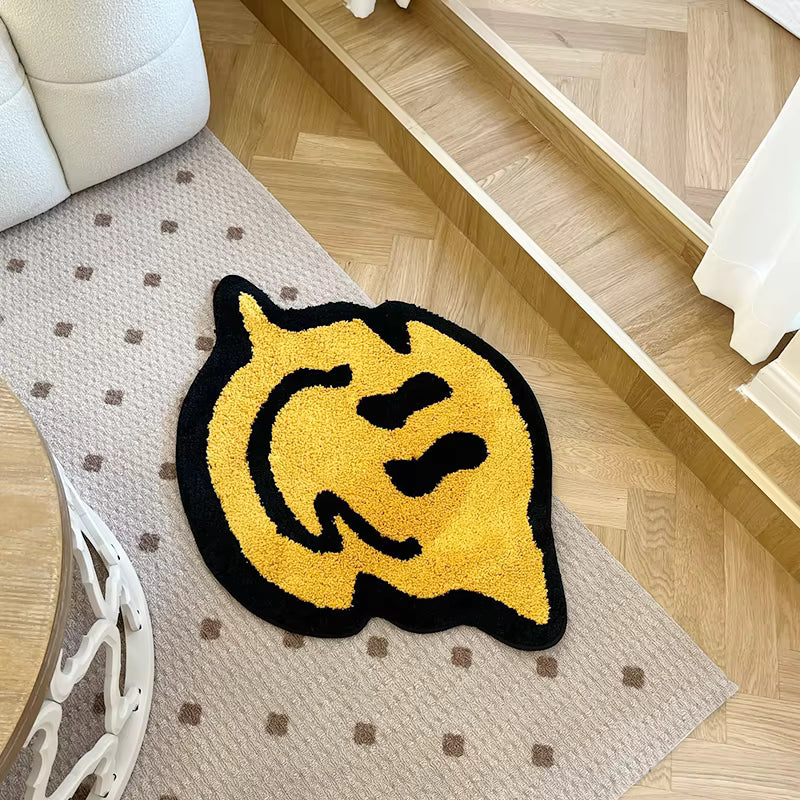 Trippy Smiling Tufting Rug 100% Handmade Bedroom Kitchen Toilet Mat Funny Custom Rug Non-Slip Abosrbent Bath Doormat