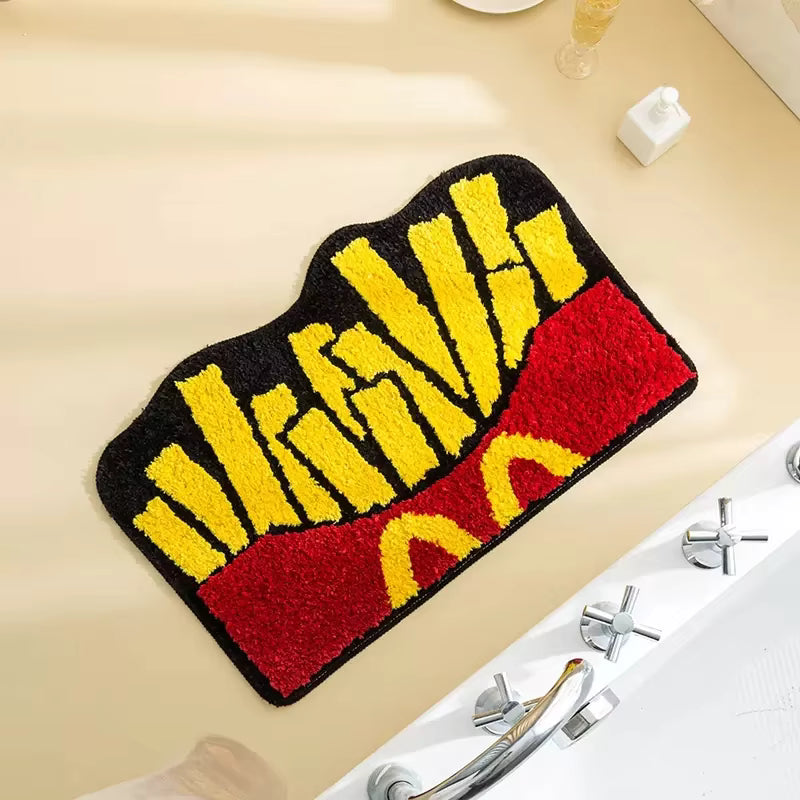 Tufting Chips Rugs Bathmat Soft Fluffy Cartoon Food Bathroom Tub Side Flocked Carpet Pad Anti-slip Home Room Dorm Nursery Decor